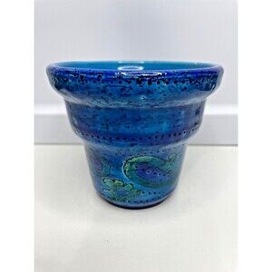Vtg Bitossi Rimini Blue Planter Cachepot Paisley Rosenthal Netter Aldo Londi